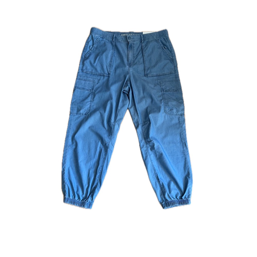 American Eagle Womens High Rise Baggy Jogger Blue Size XL 16 Regular Cargo NEW